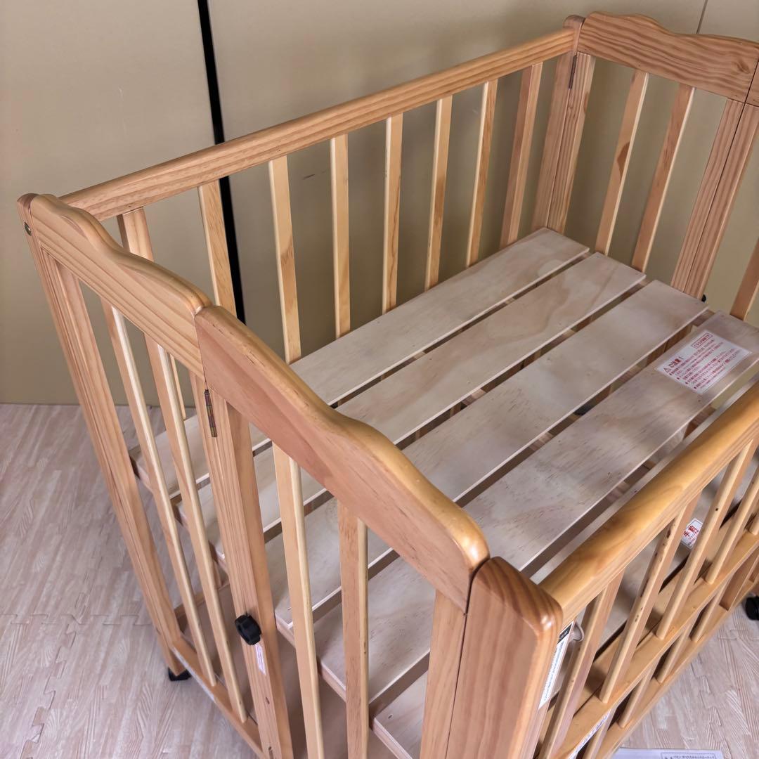 除菌清掃済　☆美品☆　大和屋　パタン　折りたたみミニベビーベッド　すのこ　完品