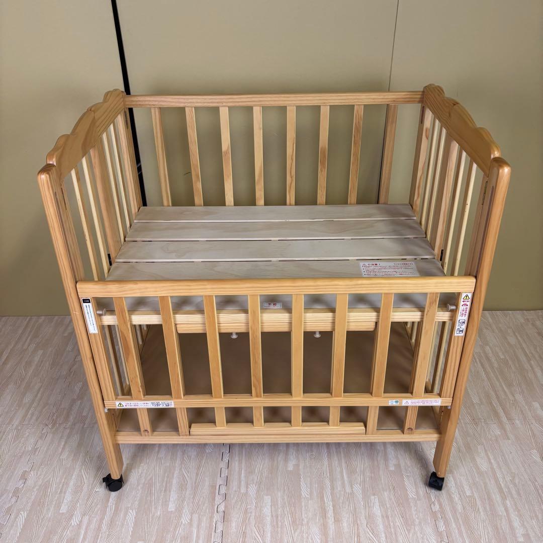 除菌清掃済　☆美品☆　大和屋　パタン　折りたたみミニベビーベッド　すのこ　完品