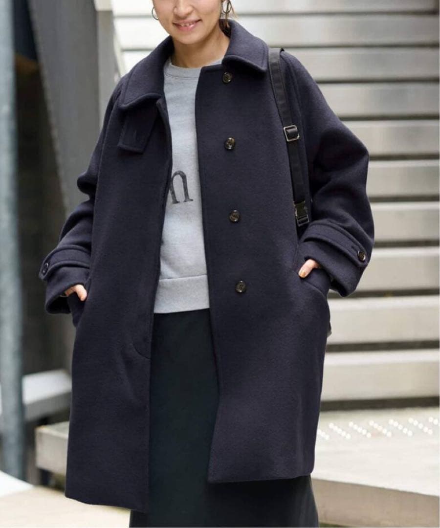 新品タグ付き FRAMeWORK ラムウールMIXシャルムバルカラーコート 38