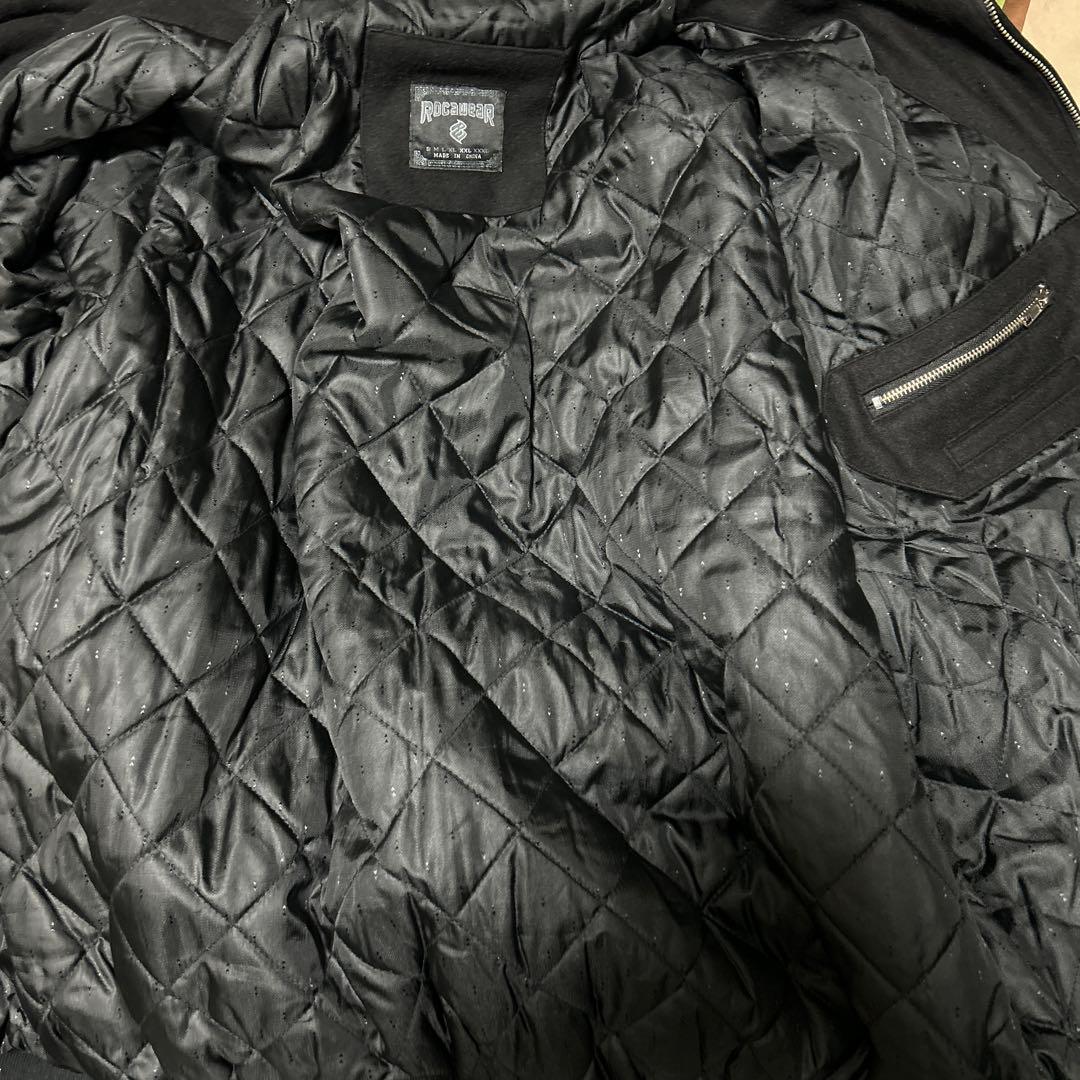 ROCAWEAR 黒 スタジャン ウール 襟レザー HIPHOP b-boy