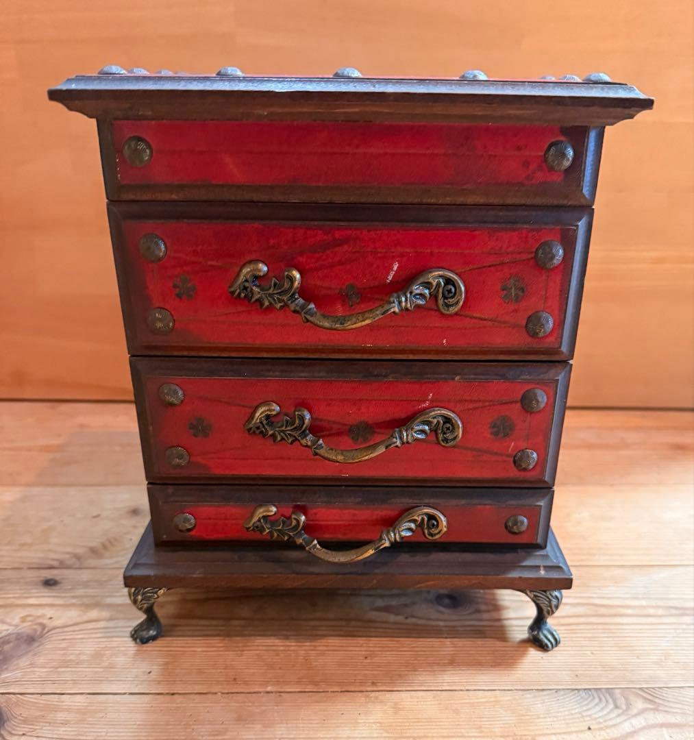 FUJI JAPAN オルゴール付き 3段ディスク付き アンティーク調