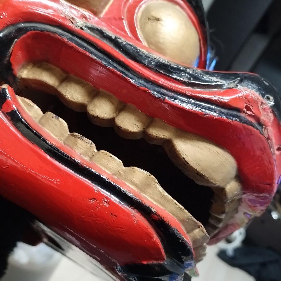 本物　常陸国　木製獅子頭　ビンテージ