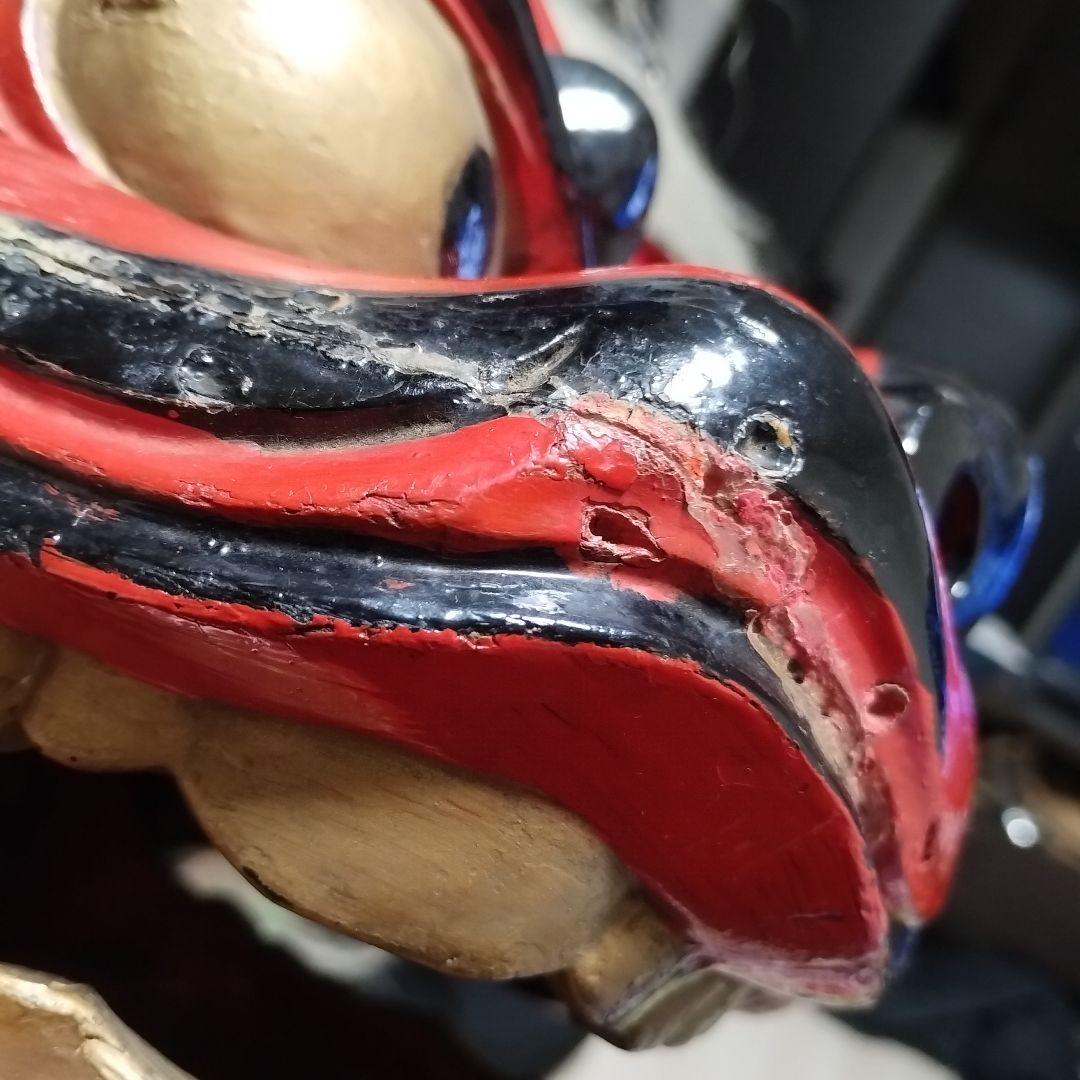 本物　常陸国　木製獅子頭　ビンテージ