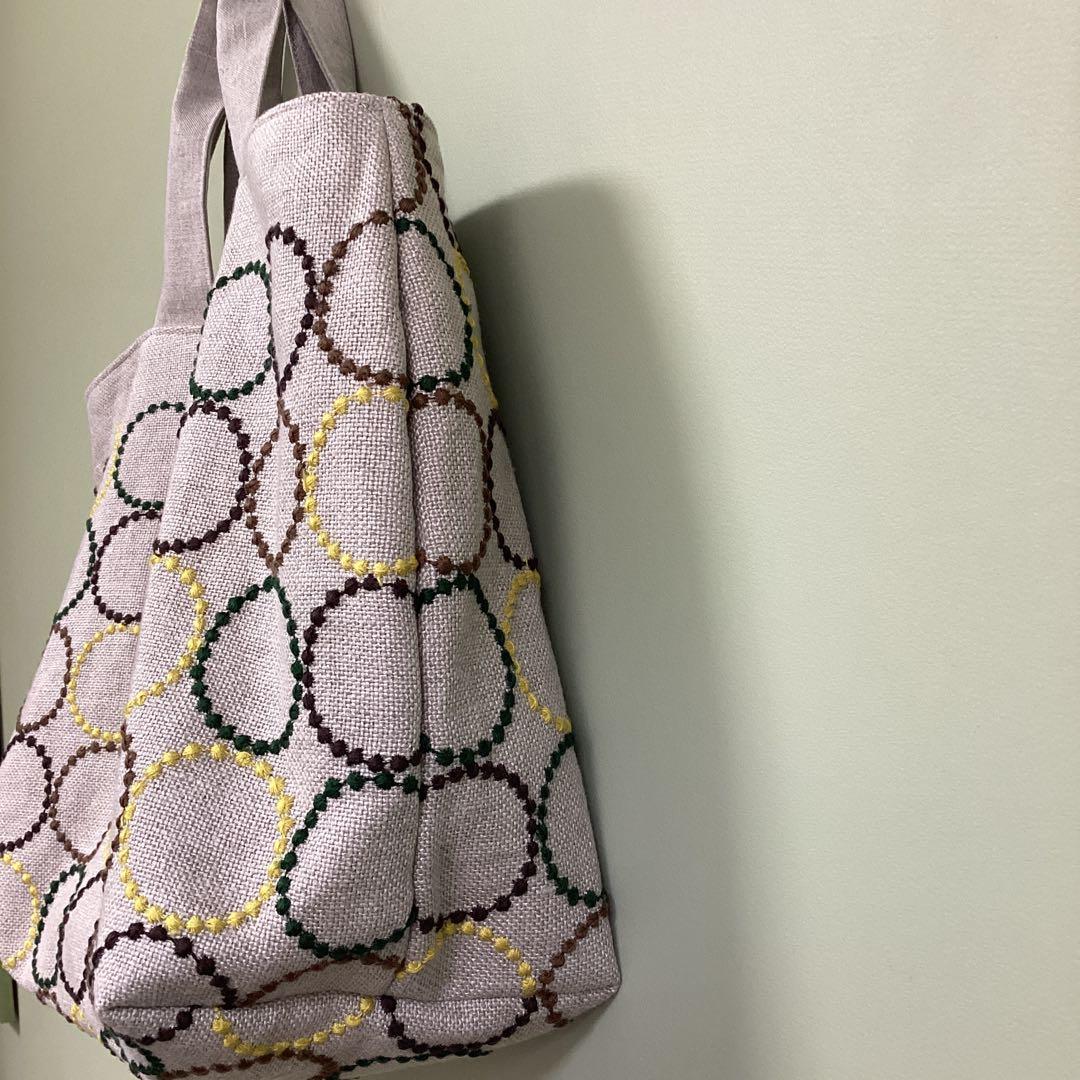 ミナペルホネンタンバリン両面でトートバッグ ハンドメイド