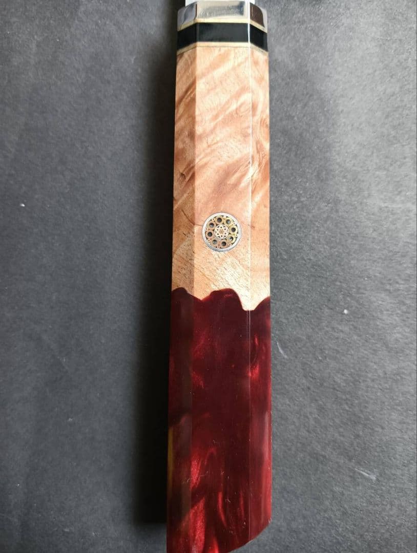 67層鏡面ダマスカス刀型切付ペティナイフ 170mm　モダンビジュアルレッド柄