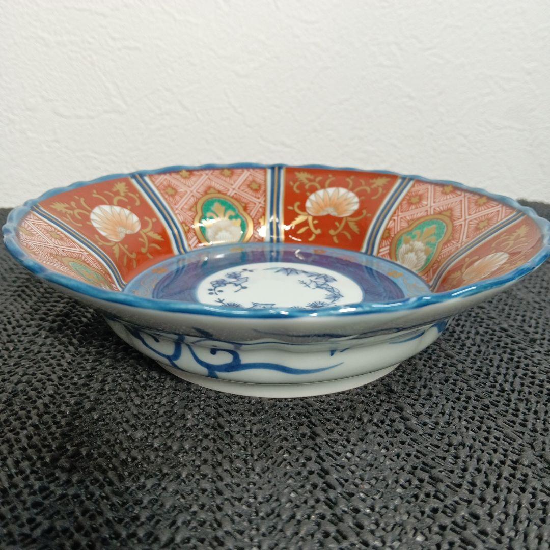 【美品】有田焼 林九郎 染錦八方地紋 浅小鉢 古伊万里様式 豪華絢爛 5枚セット