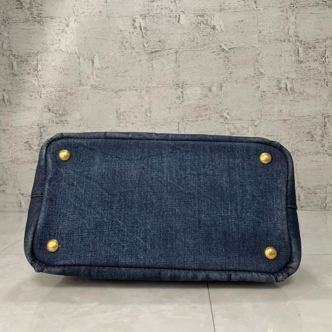 PRADA カナパ プラダ 2way ショルダーバッグ ハンドバッグ S デニム