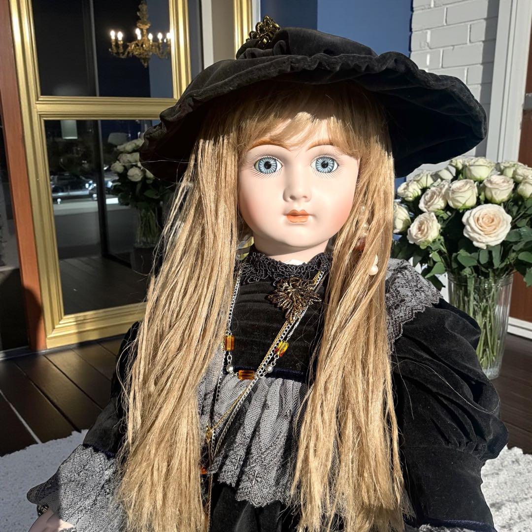 ビスクドール アーテー AT リプロ ブラック ベルベット ロングドレス ボネ