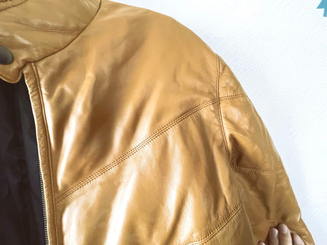 大幅値下　試着のみ　新品同様　羊レザーダウンジャケット Lサイズ　リブ袖