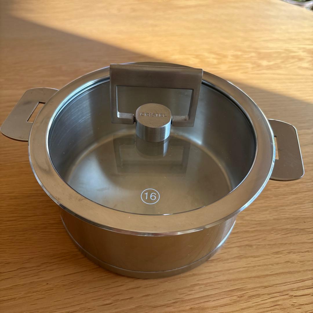 CRISTEL 両手鍋 16cm ガラス蓋付き