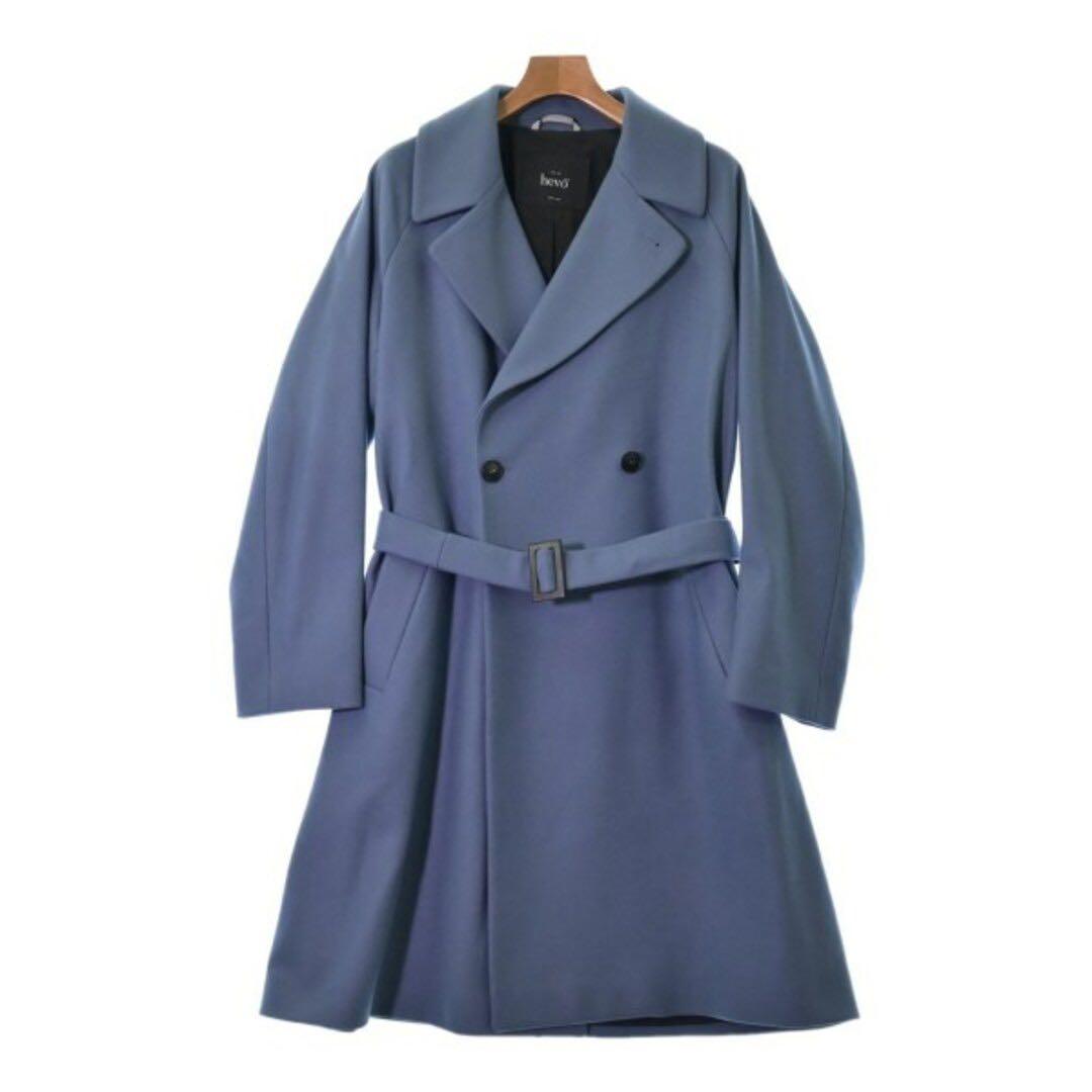 hevo ✴︎ブルー ダブルブレストコート✴︎ベルト付き