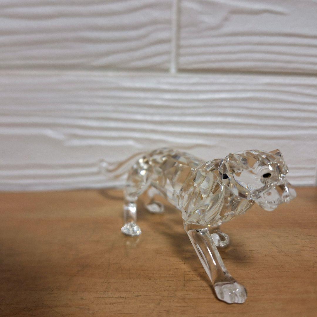 【極美品】スワロフスキー クリスタル 置物 パンサー 豹 フィギュリン