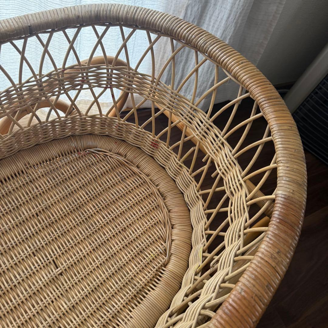 ラタン ゆりかご クーファン 外出 新生児 古道具 インテリア