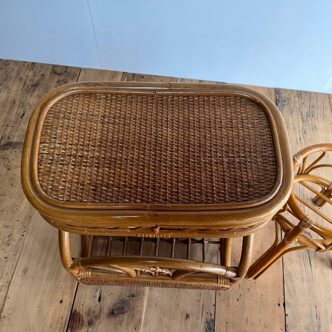 2点セット ヴィンテージ ラタン 籐 ラック 植物台 z655