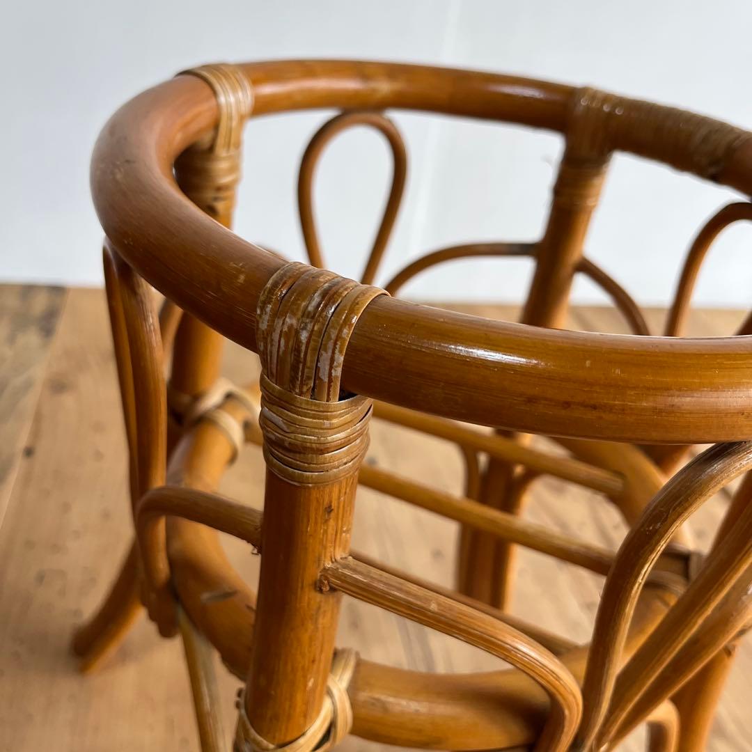 2点セット ヴィンテージ ラタン 籐 ラック 植物台 z655