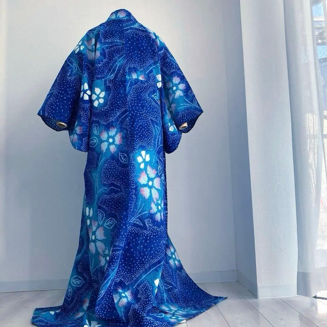 有松絞り・有松鳴海絞り　浴衣　ロイヤルブルー　身丈155cm No.5-190