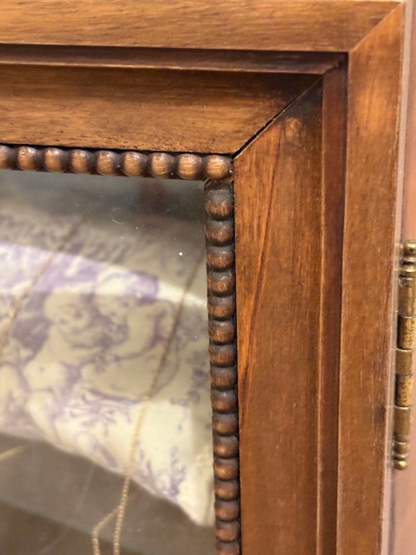 フランス　ヴィンテージ　木製　ガラス　キャビネット　ブロカント　1930年代