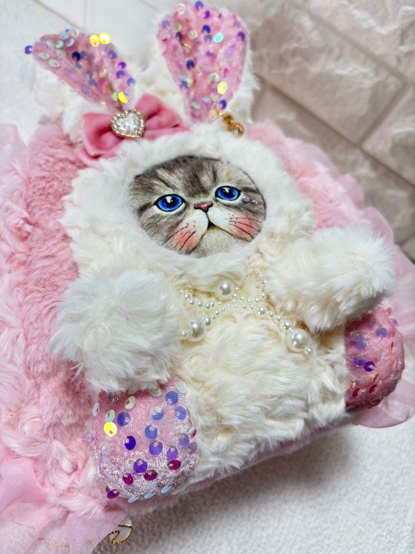 そ*2様 コヤンイサムチョン　ハンドメイド　ファーフリルバッグ　ピンク　ルミちゃ
