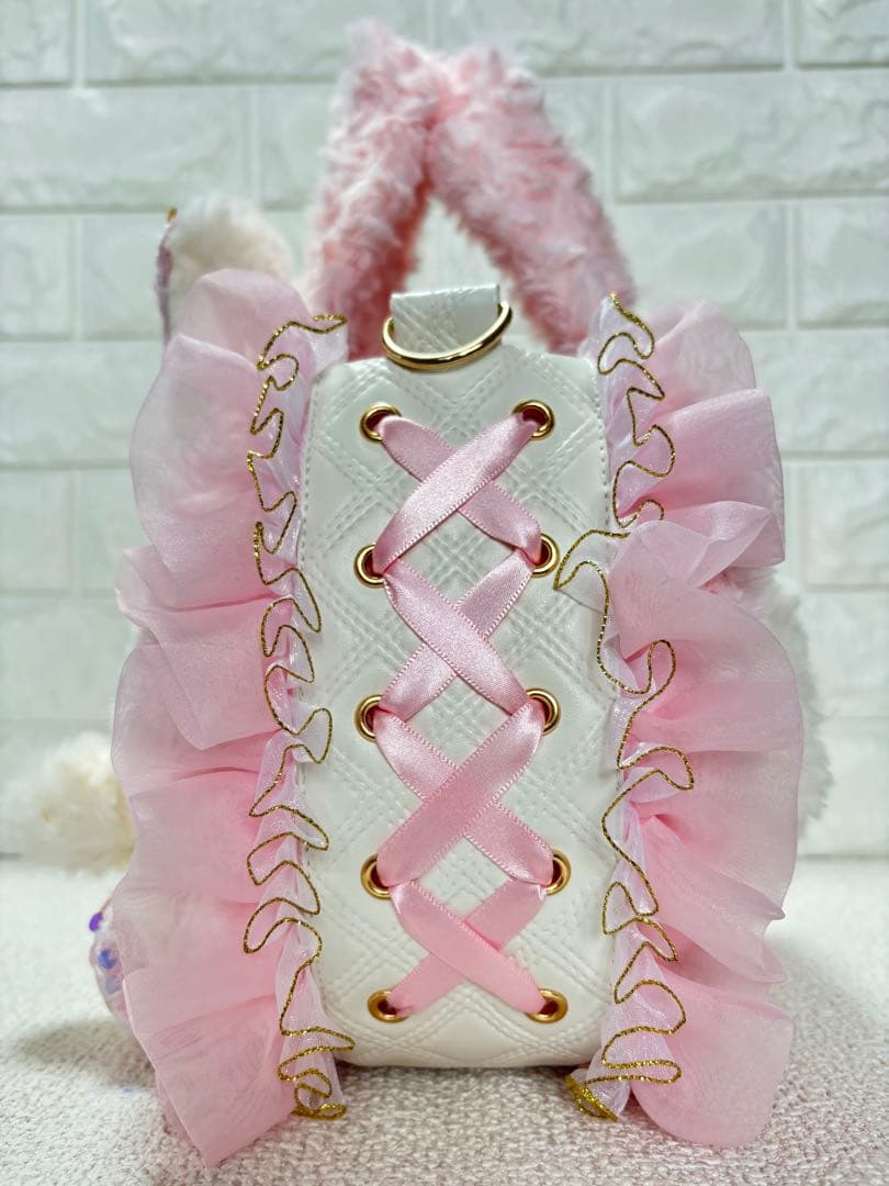 そ*2様 コヤンイサムチョン　ハンドメイド　ファーフリルバッグ　ピンク　ルミちゃ