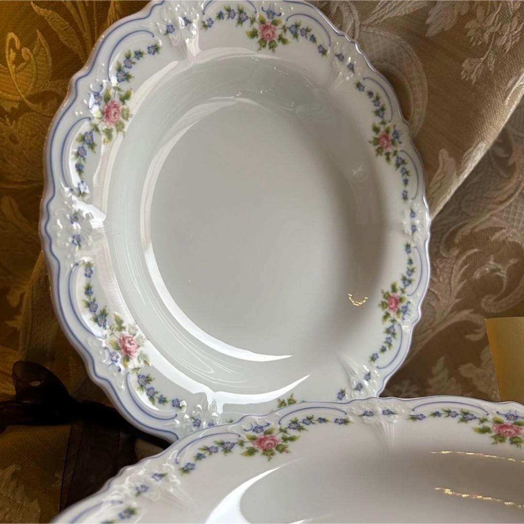 新品 ドイツ製 HUTSCHENREUTHER ローズガーランド スープ皿 6枚