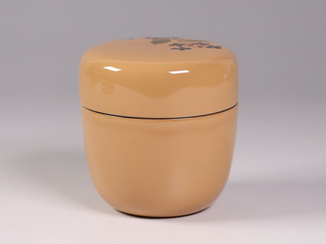 茶道具 中出松峰 白塗 紫陽花蒔絵 中棗 木製 共箱 漆芸 螺鈿【MA913】