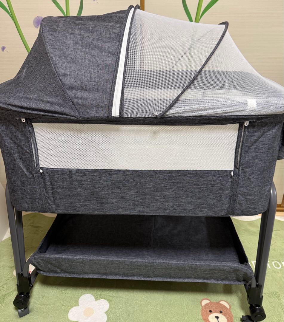 ベビーベッド グレー