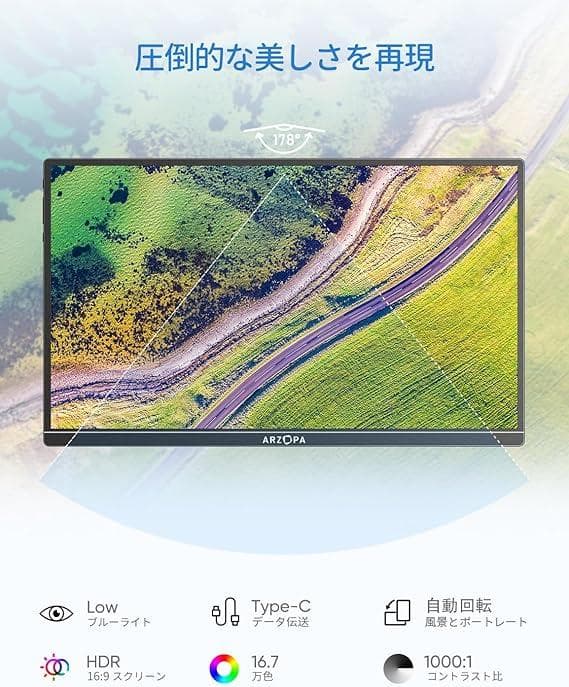 ARZOPAモバイルモニター14インチ モバイルディスプレイ 使用1日のみ