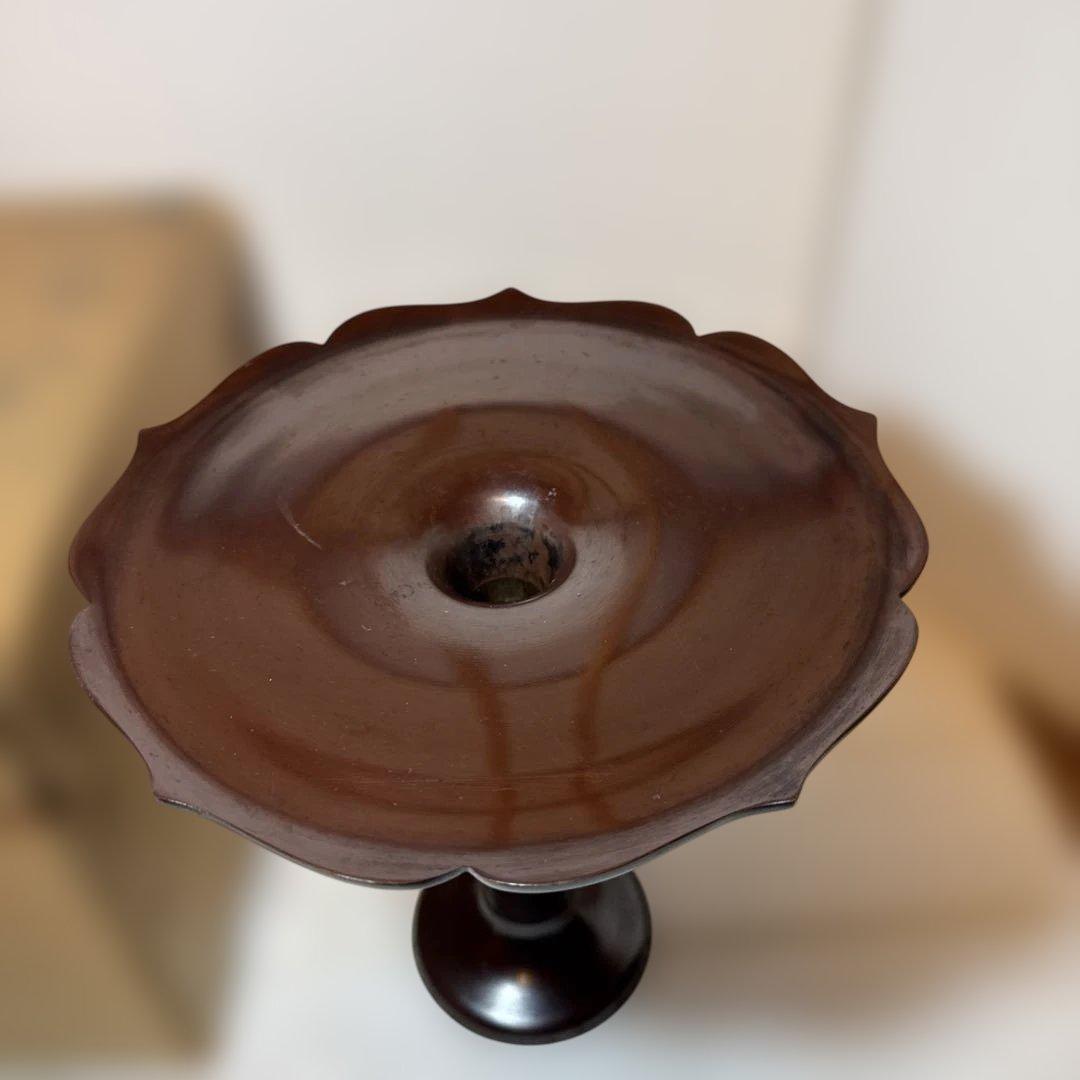 茶道具　花瓶　フラワーベーススタンド 桔梗　ダークブラウン