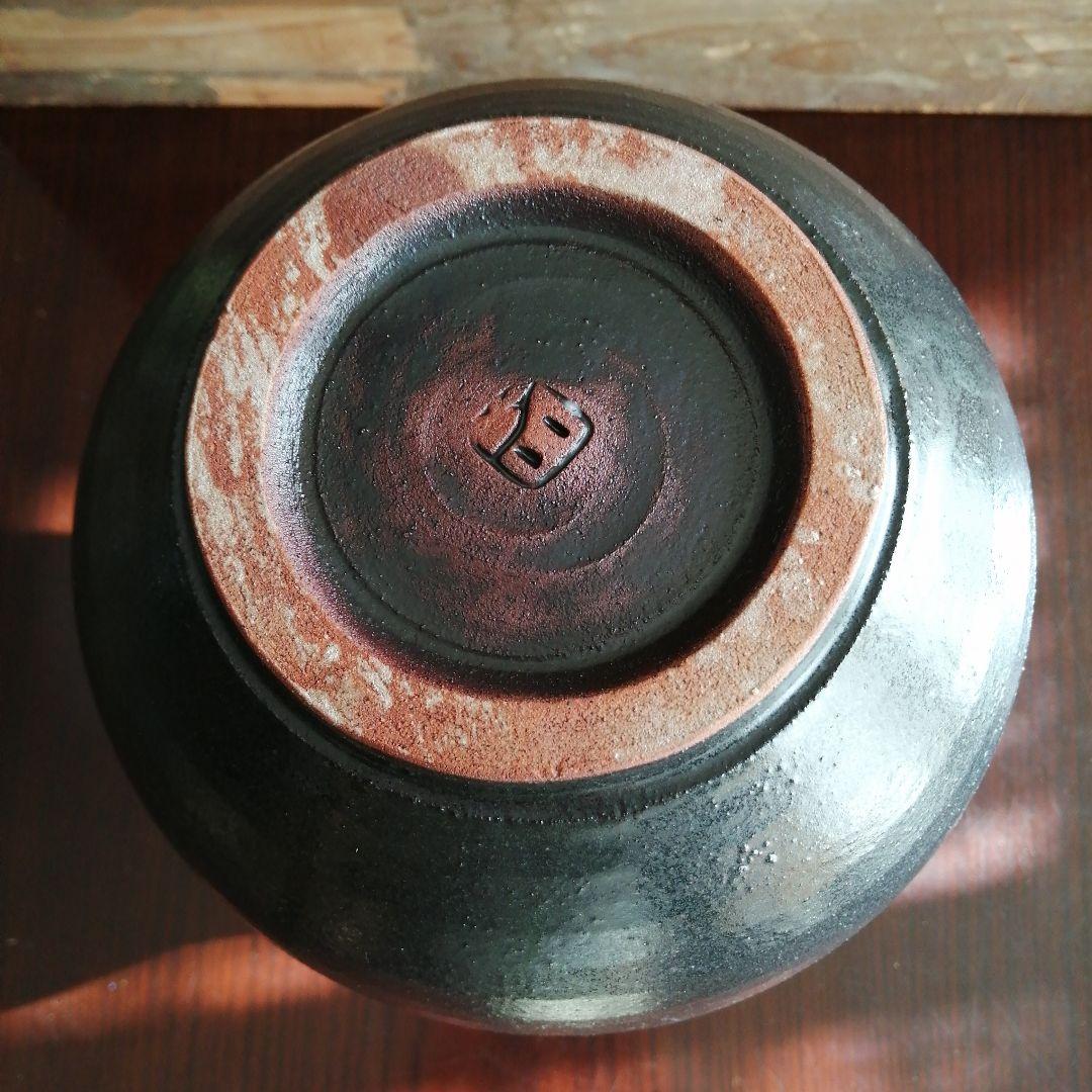 美濃焼　加藤仁　黒釉花瓶　29cm