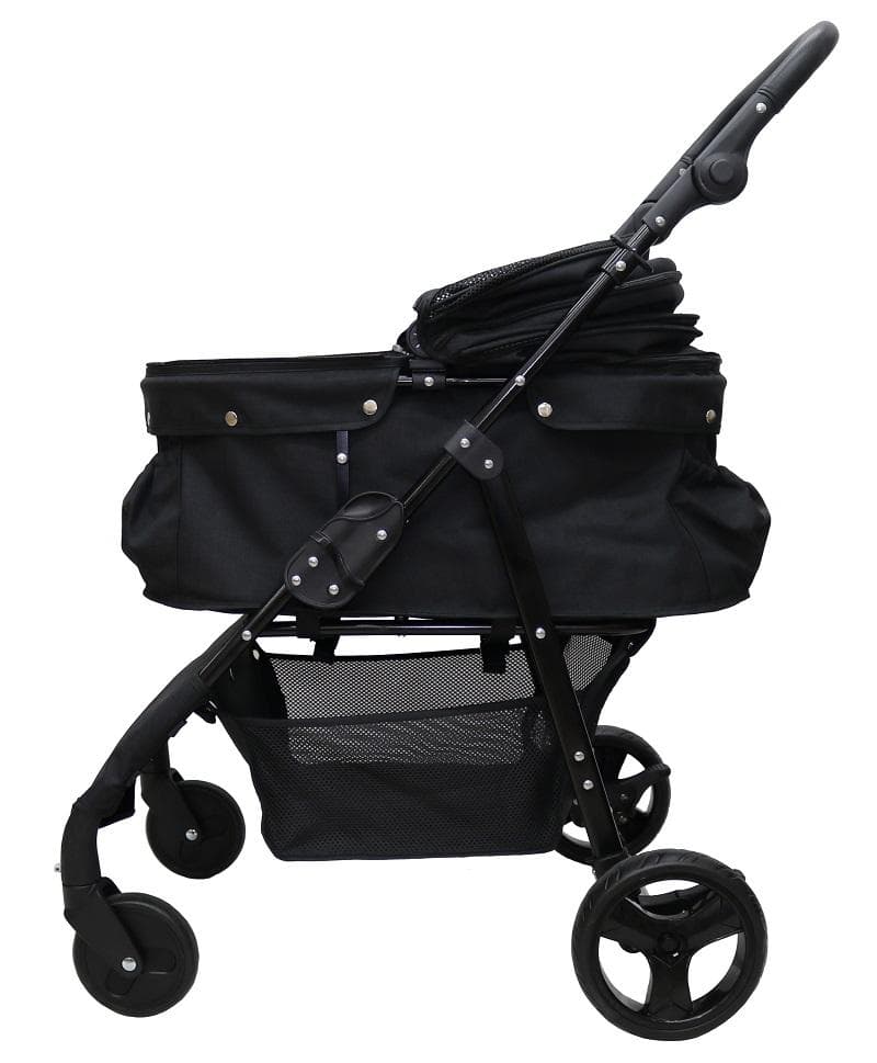 多頭用耐荷重30kg！ココハート ４輪ペットカート/甘えん坊バギーBIG 黒