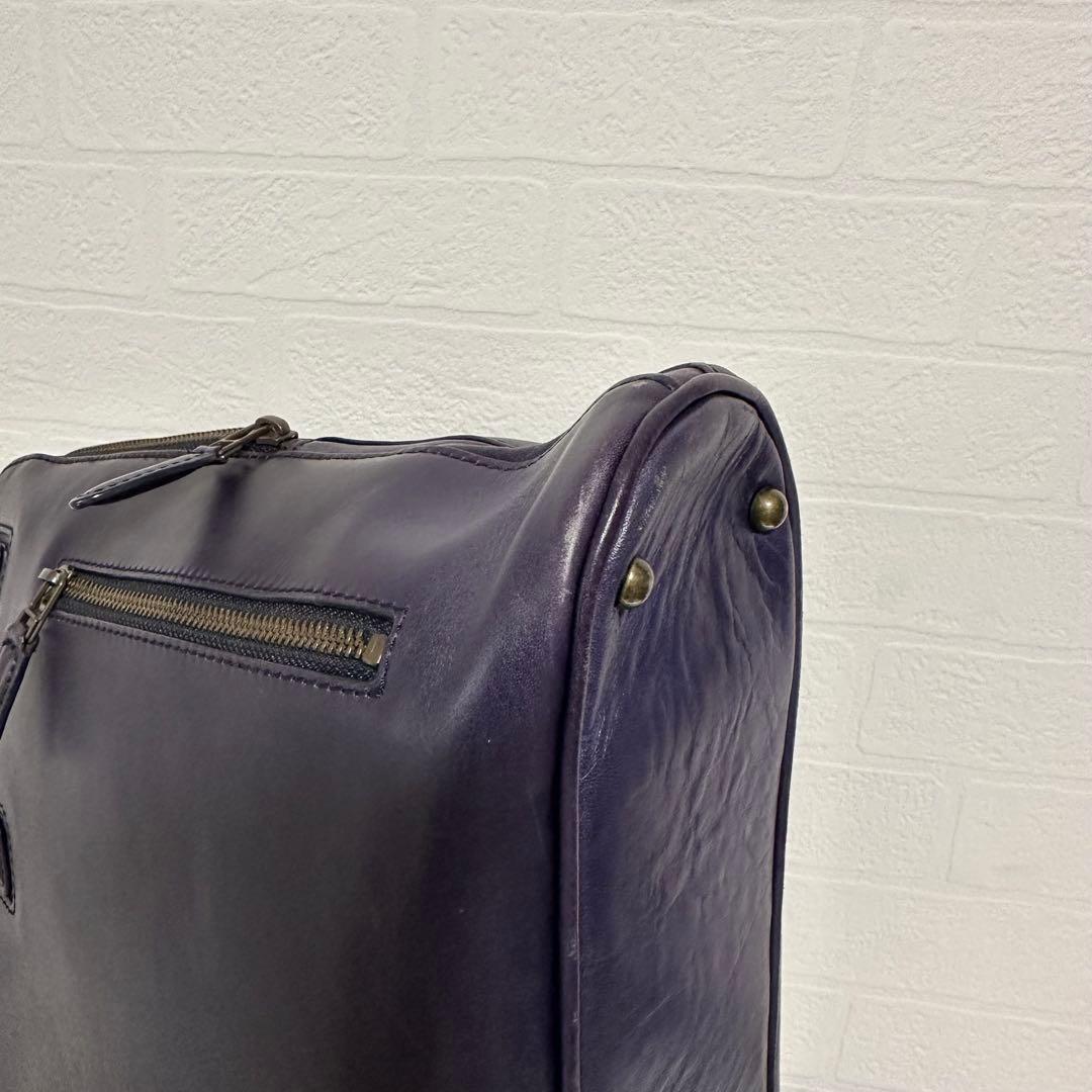 マザーハウス　アンティークスリム　ビジネスバッグ　ネイビー　レザー