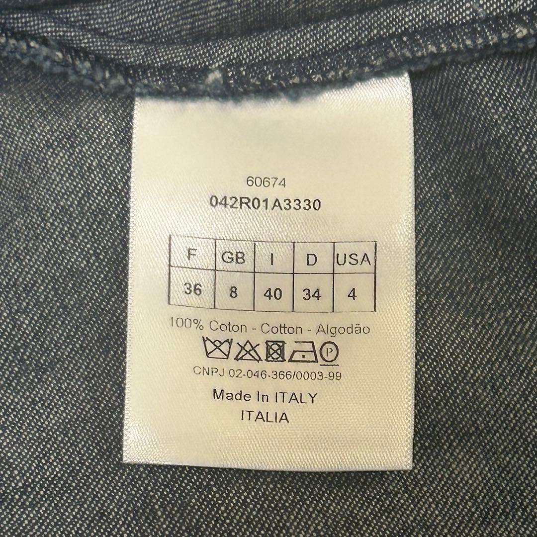 Christian Dior デニム プリーツ ワンピース 半袖 インディゴ