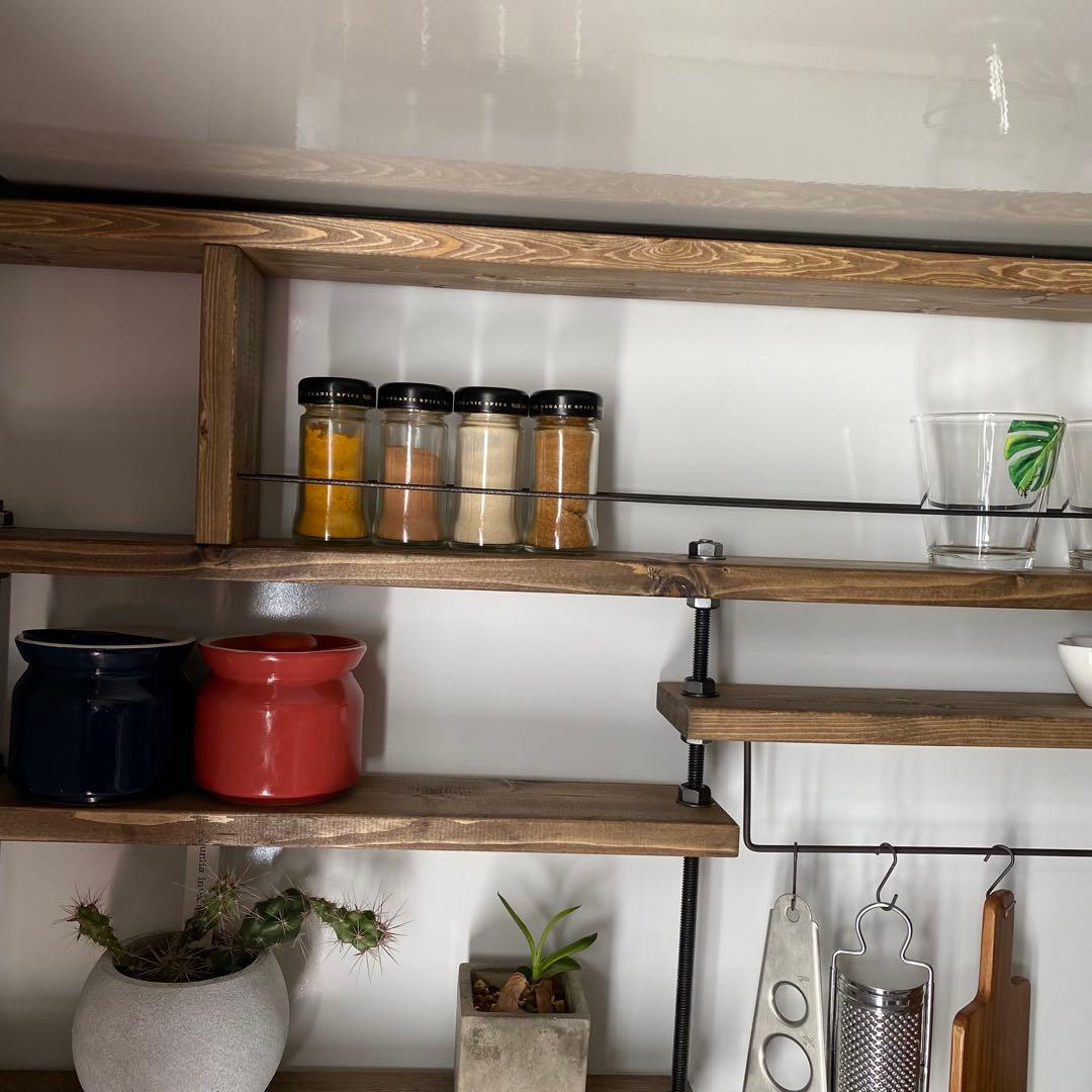 突っ張れるキッチンラックCentral4☆木目強調☆インテリア☆西海岸