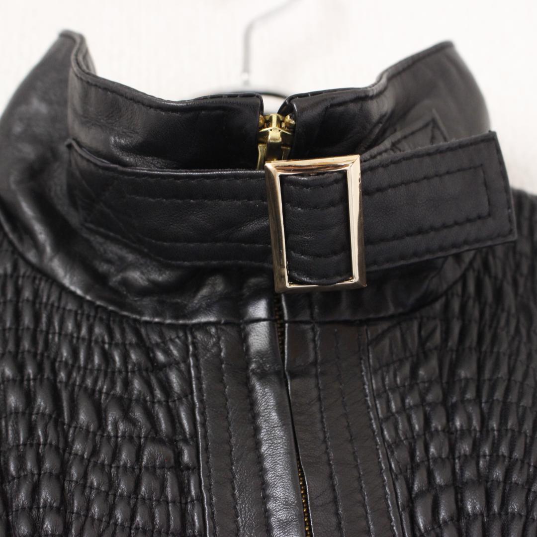 BALMAIN ラムレザージャケット Lサイズ ブラック スタンドカラー