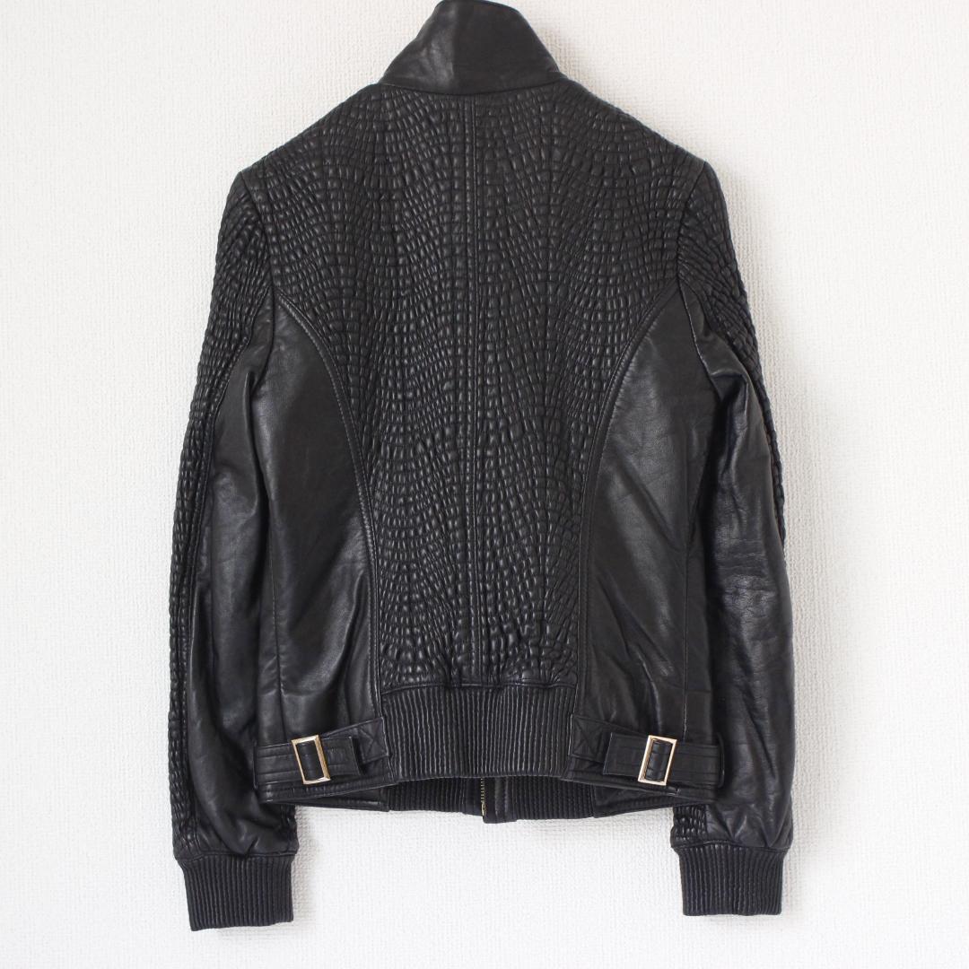 BALMAIN ラムレザージャケット Lサイズ ブラック スタンドカラー