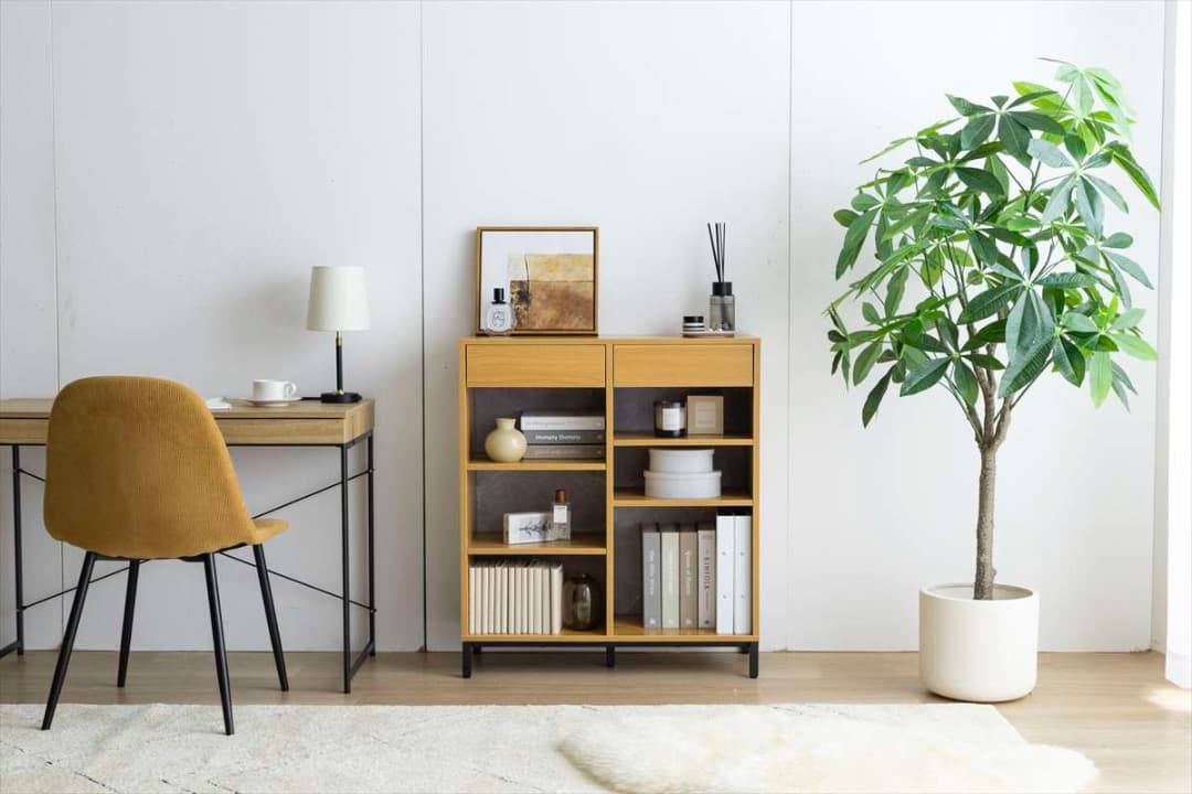 【送料無料】【幅70cm】引き出し付き本棚 木目調 ストーン調 収納 飾り棚