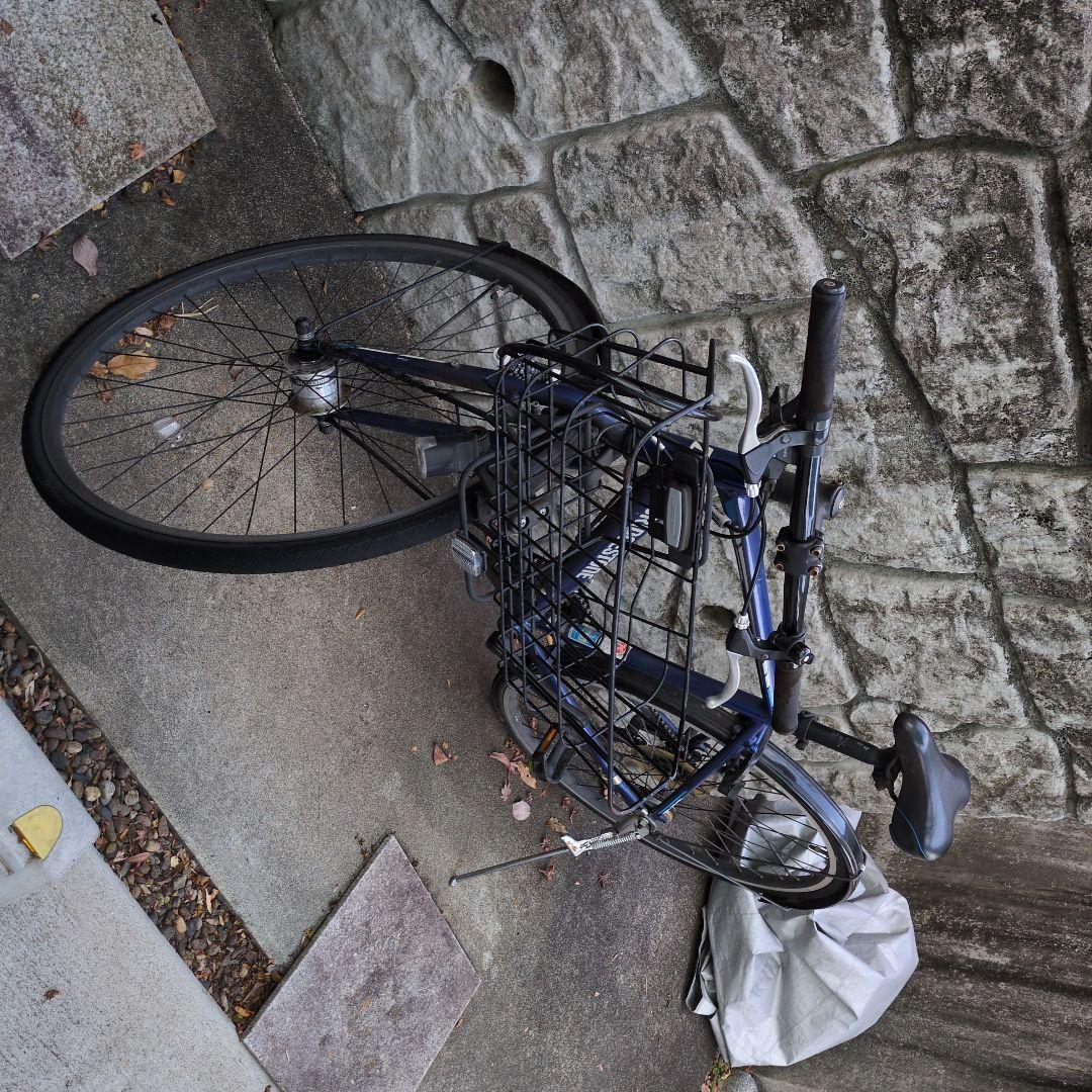 ブリヂストン シティサイクル 青 前バスケット付き