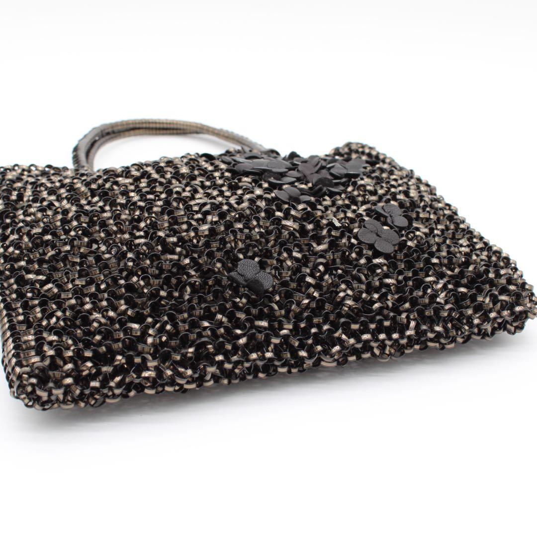 【極美品】ANTEPRIMA ワイヤー ハンドバッグ ブラック フラワーモチーフ