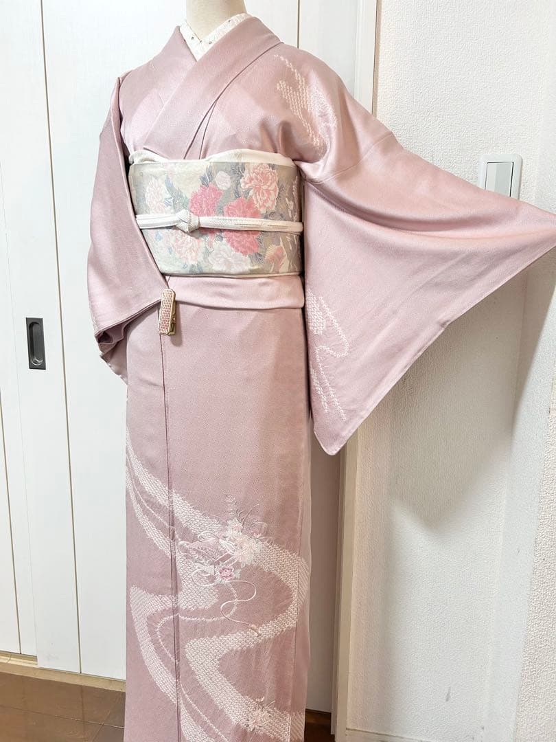 美品　未使用　しつけ糸付き　正絹訪問着　フルセット4点　卒業式　入学式　お宮参り