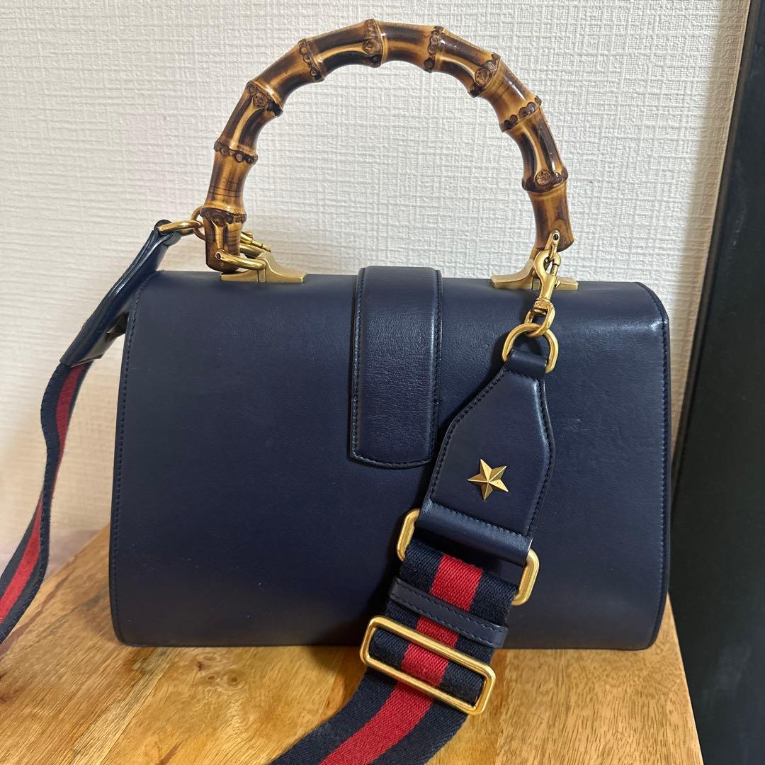 Gucci バンブーハンドル レザー ハンドバッグ