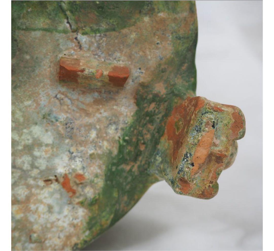 送料無料★博物館級★前漢～後漢時代 前1～後1世紀　銀化緑釉温酒樽明器本物保証