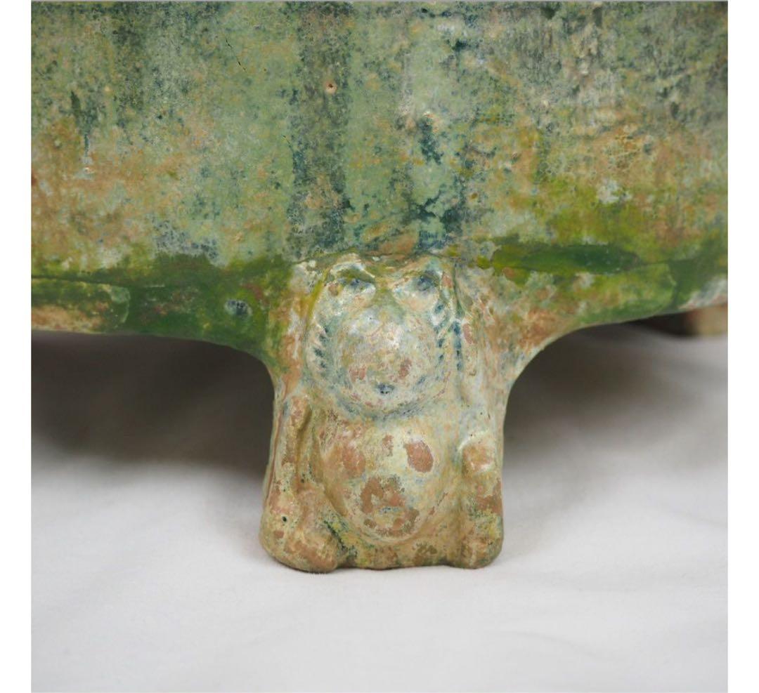 送料無料★博物館級★前漢～後漢時代 前1～後1世紀　銀化緑釉温酒樽明器本物保証