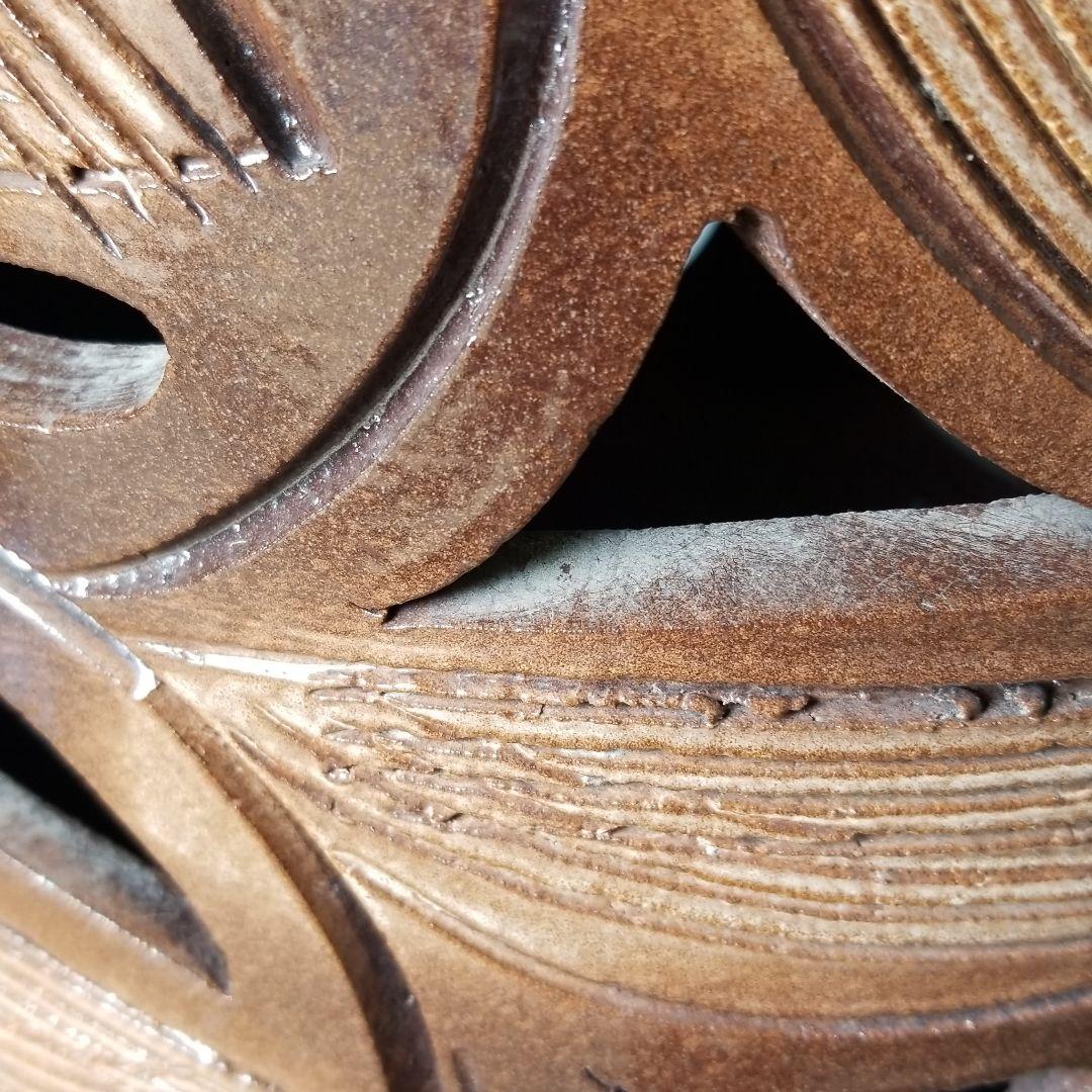 信楽焼傘立て  茶彫太切立 高さ４３cm