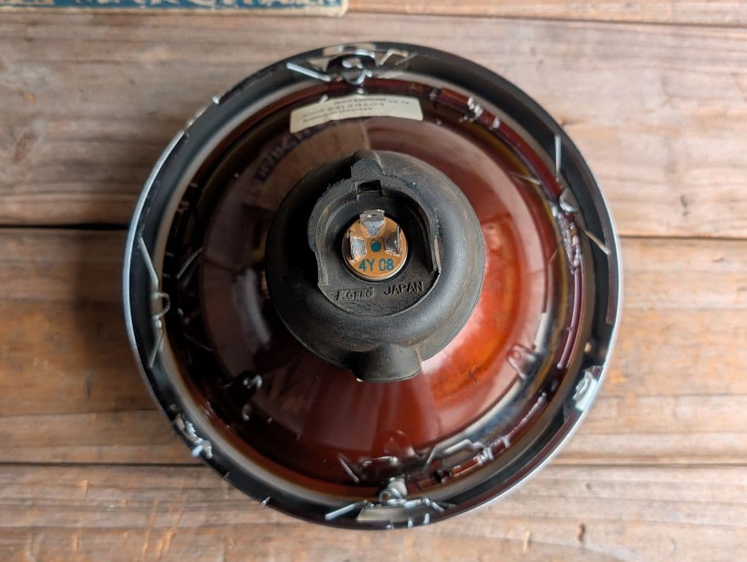 マーシャル 720 ヘッドライト リム付き イエローレンズ キティ 彫り猫 旧車