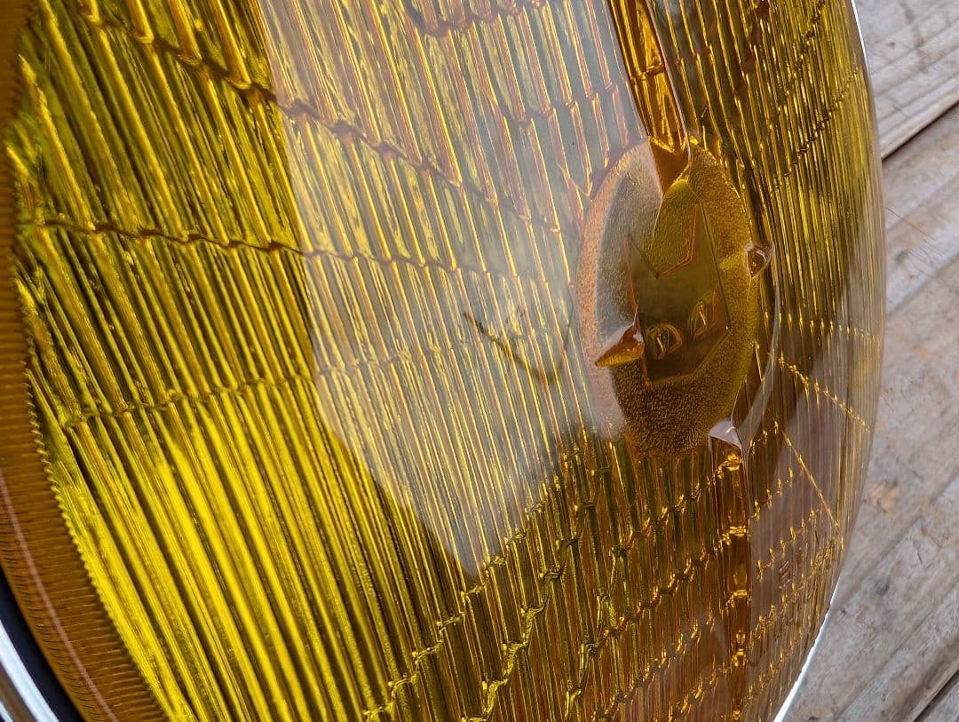 マーシャル 720 ヘッドライト リム付き イエローレンズ キティ 彫り猫 旧車