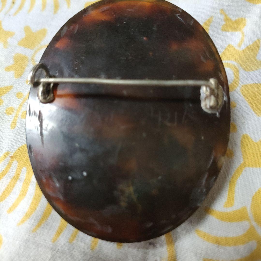 エボナイトアンティーク女性横顔ブローチ