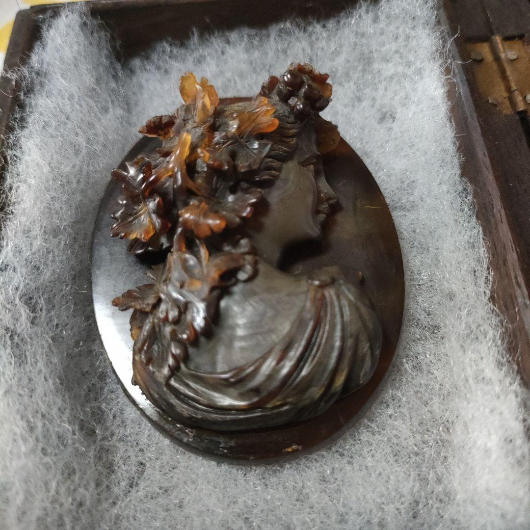 エボナイトアンティーク女性横顔ブローチ