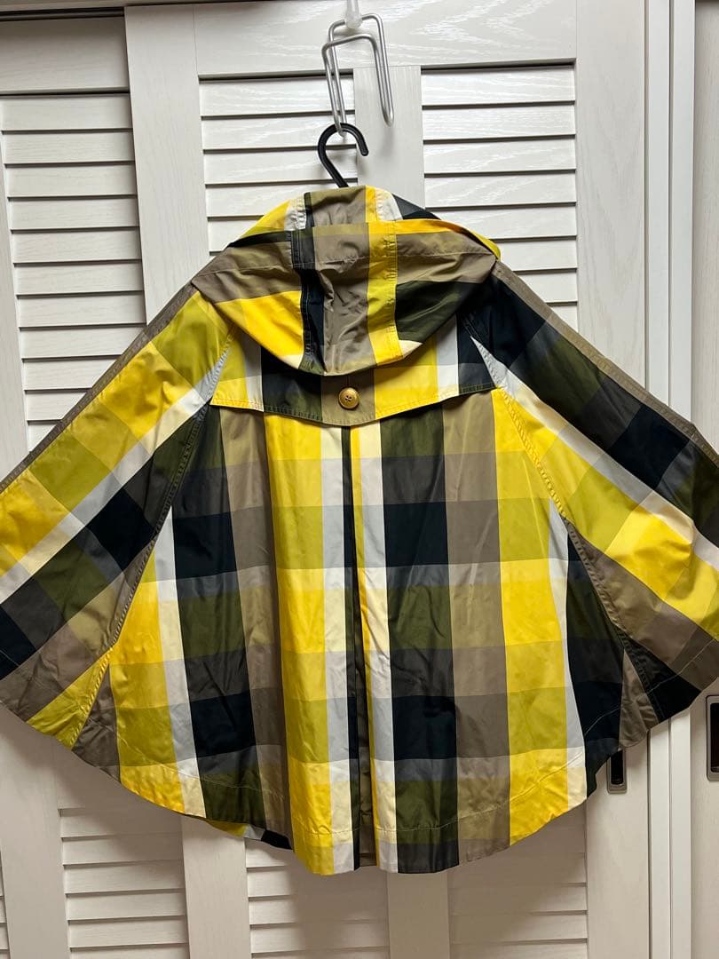 ブルーレーベル　未使用チェック柄フード付きレインポンチョ　38号