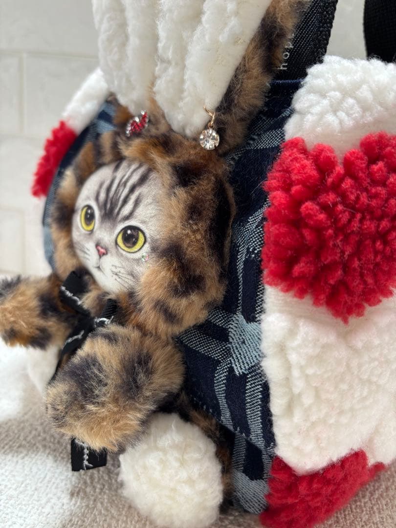 さ*ー様 コヤンイサムチョン　ハンドメイド　ハートボアバッグ　赤　ヒョウ柄うさち