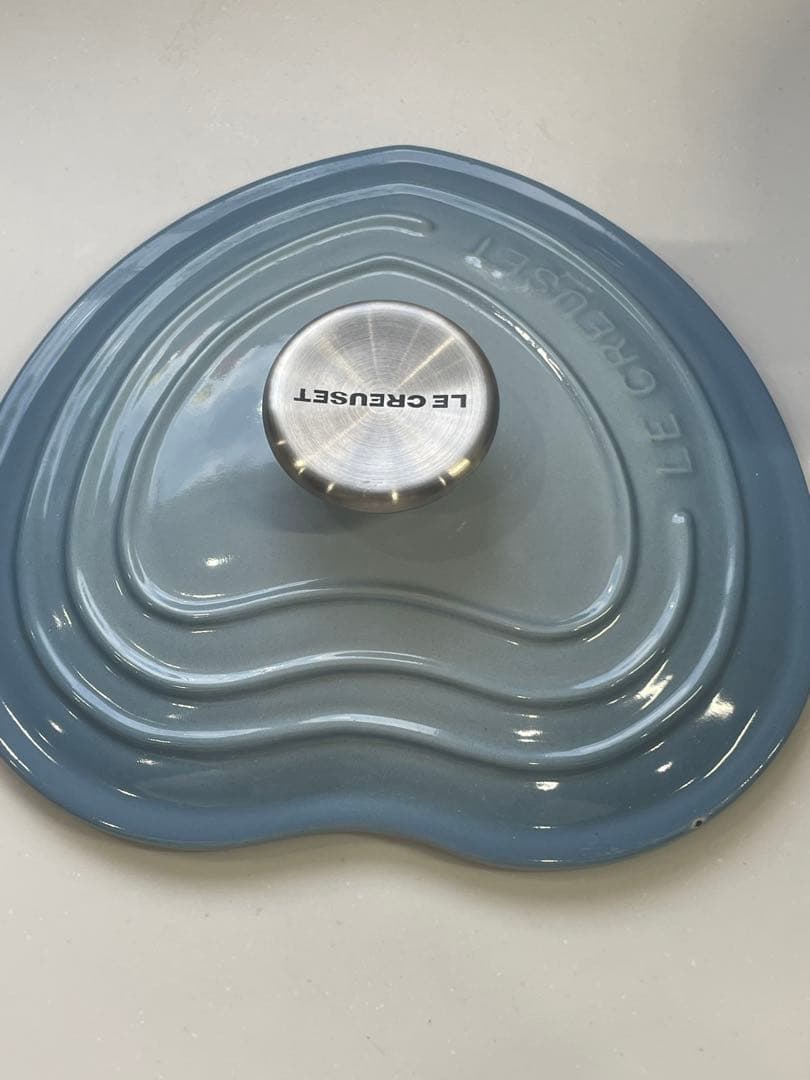 新品 ルクルーゼ ココットダムール コースタルブルー ハート 鍋 鍋ピンあり